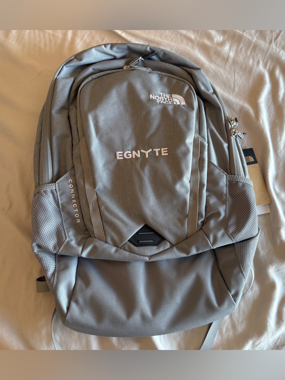 The North Face Men’s Light Gray Connector Backpack with Egnyte Logo New Bag
